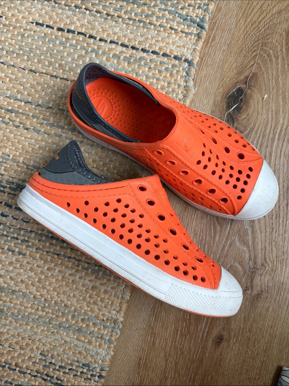 Sketchers Foamies Guzman Steps Orange Slip-On Perforated Water-Resistant Shoe